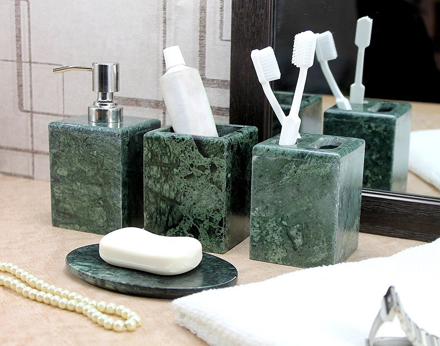 Декор для ванной из зеленого мрамора